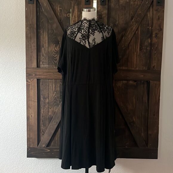 NWT Scarlet Darkness  Gothic Flutter Sleeve Lace Neck A-Line Dress Sz-24W - Picture 6 of 15